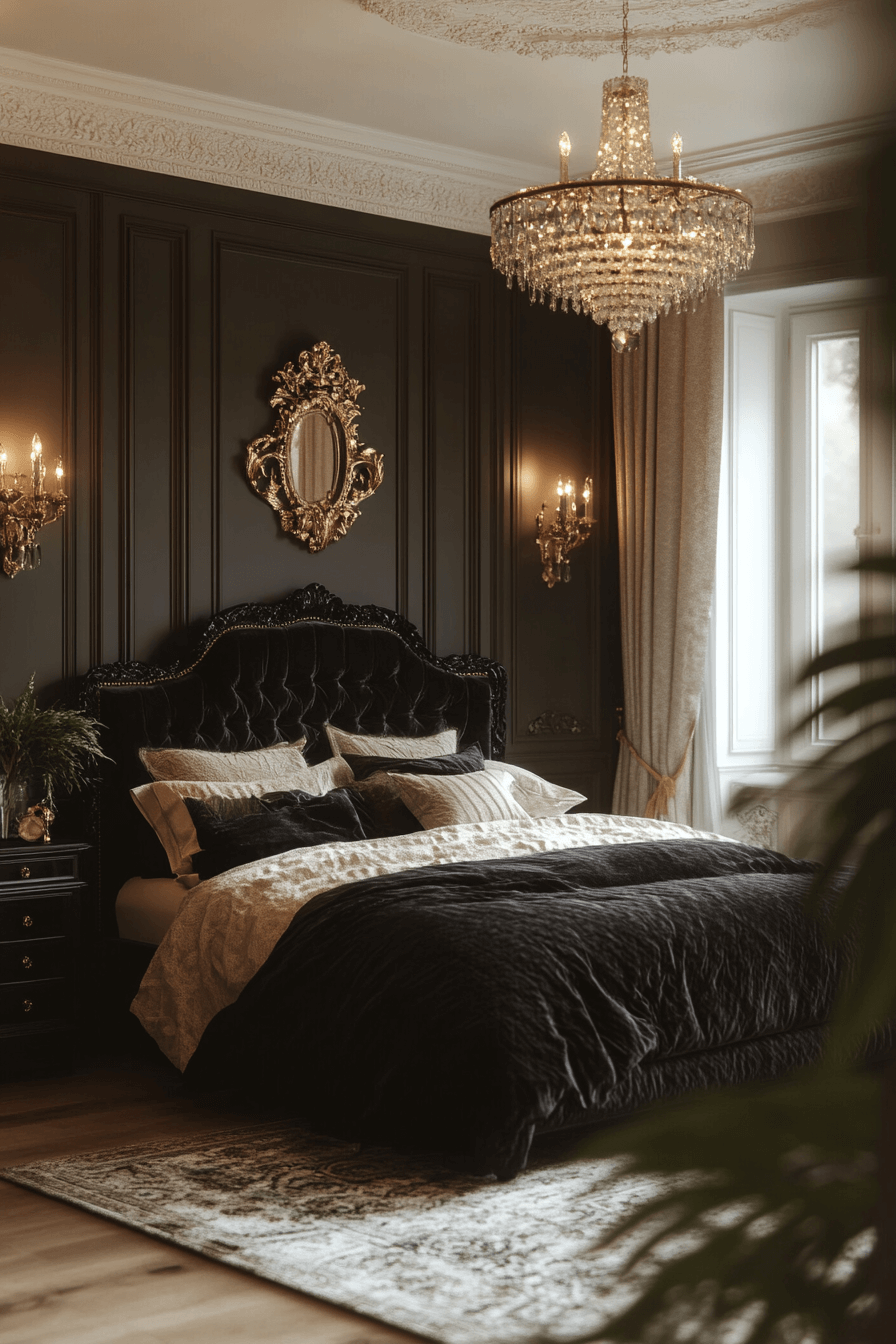 11 Charcoal Silver Drama - neoclassical bedroom design inspiration