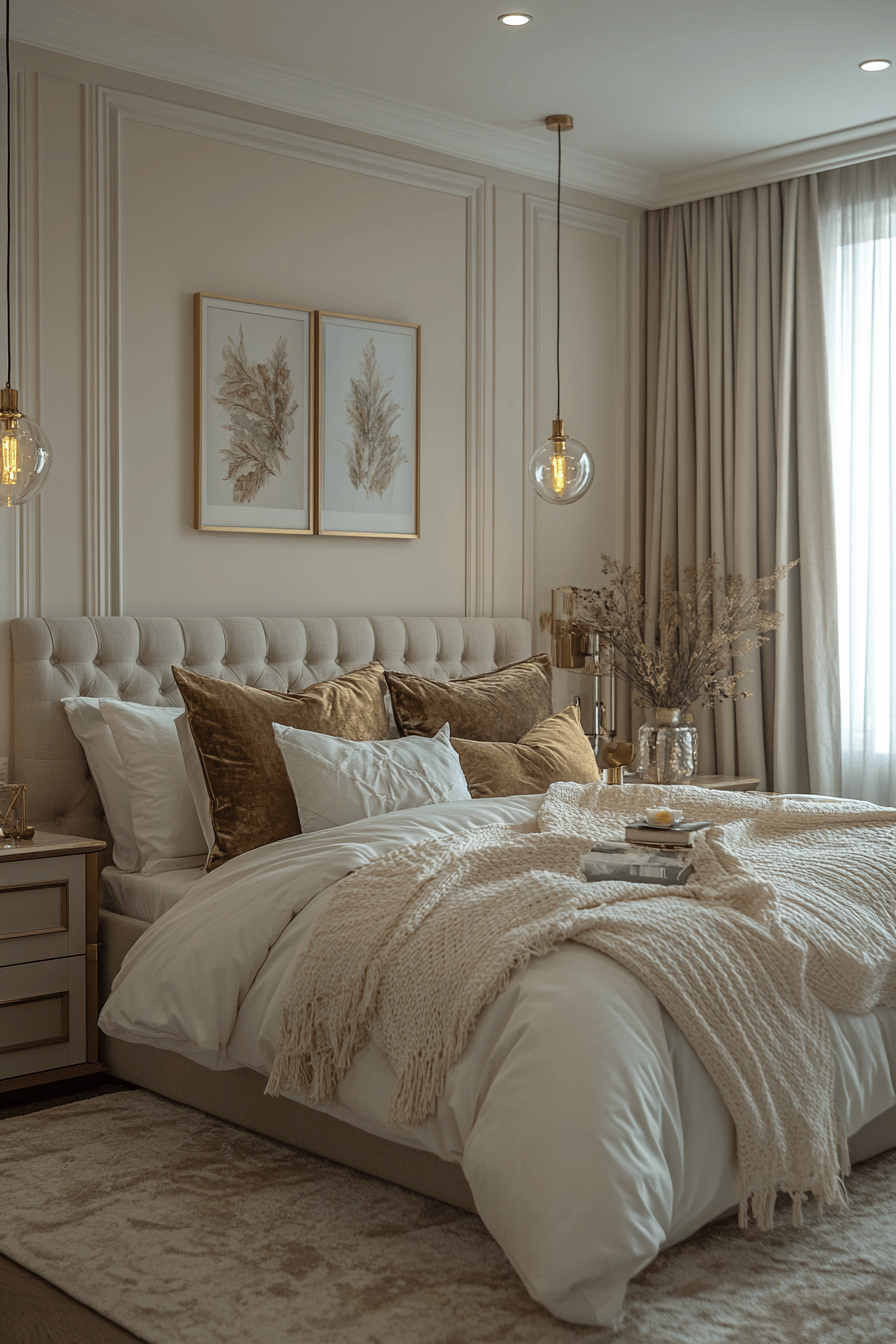 15 Brass Accent Brilliance - neoclassical bedroom design inspiration