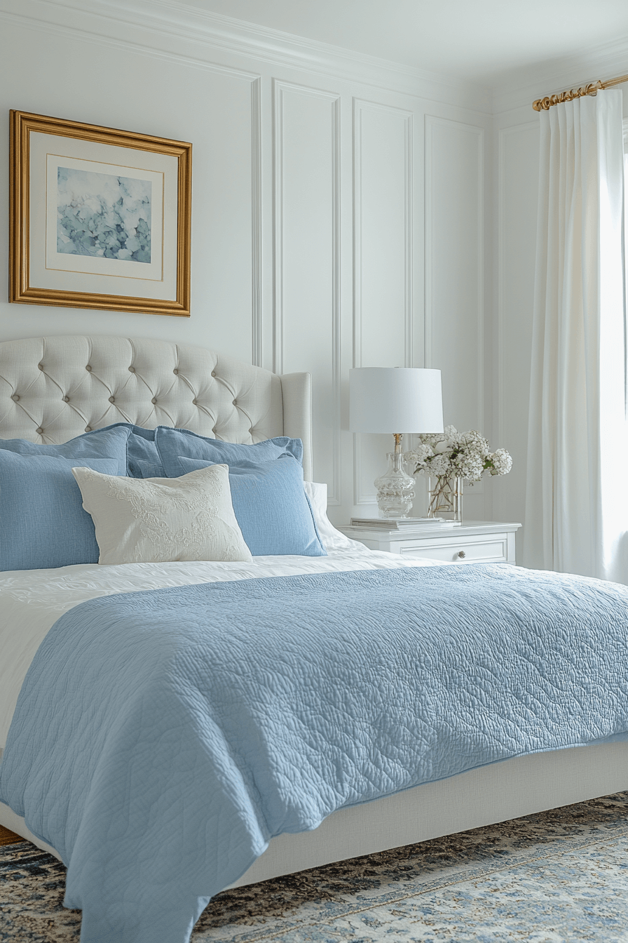19 Blue Gray Tranquility - neoclassical bedroom design inspiration