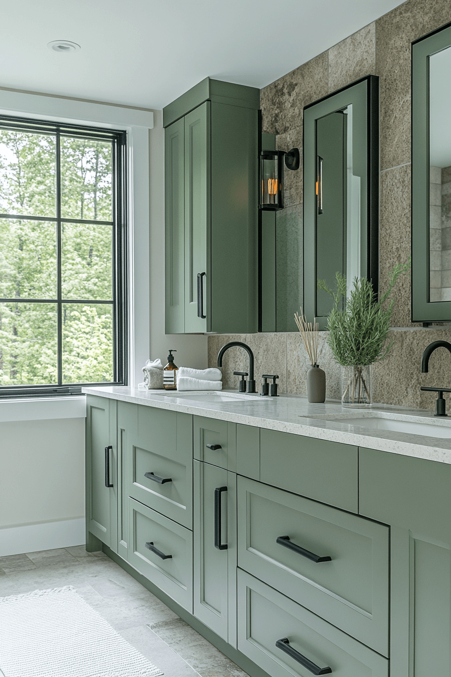19 Contemporary Sage Noir Escape - sage green and black bathroom design inspiration