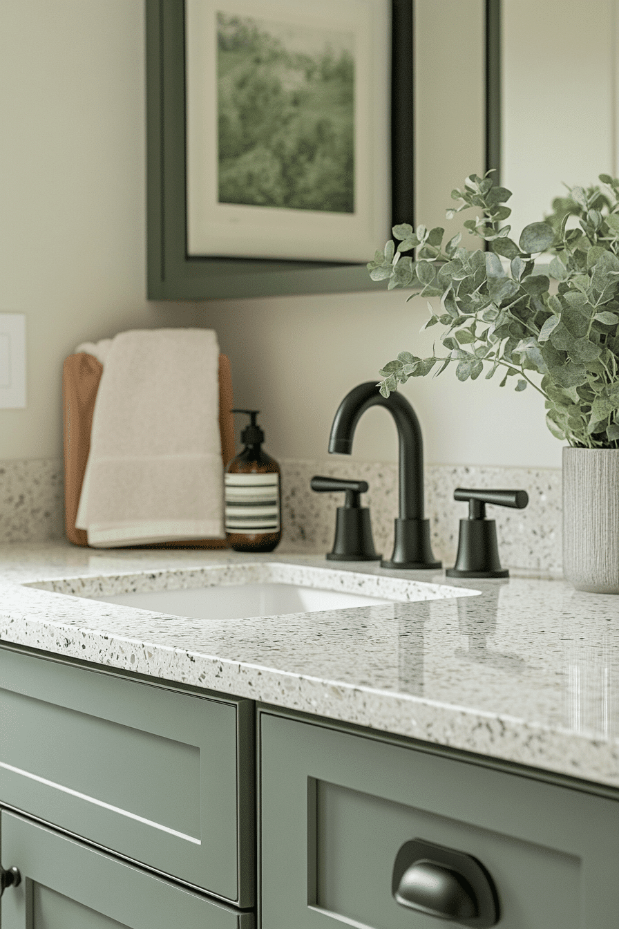 25 Suite Style Sage Noir - sage green and black bathroom design inspiration