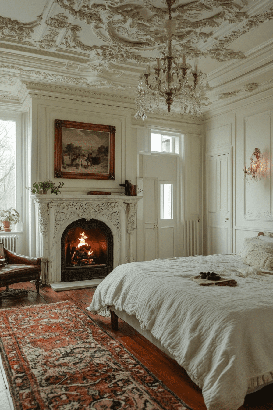 27 Stately Hearth Statement - neoclassical bedroom design inspiration