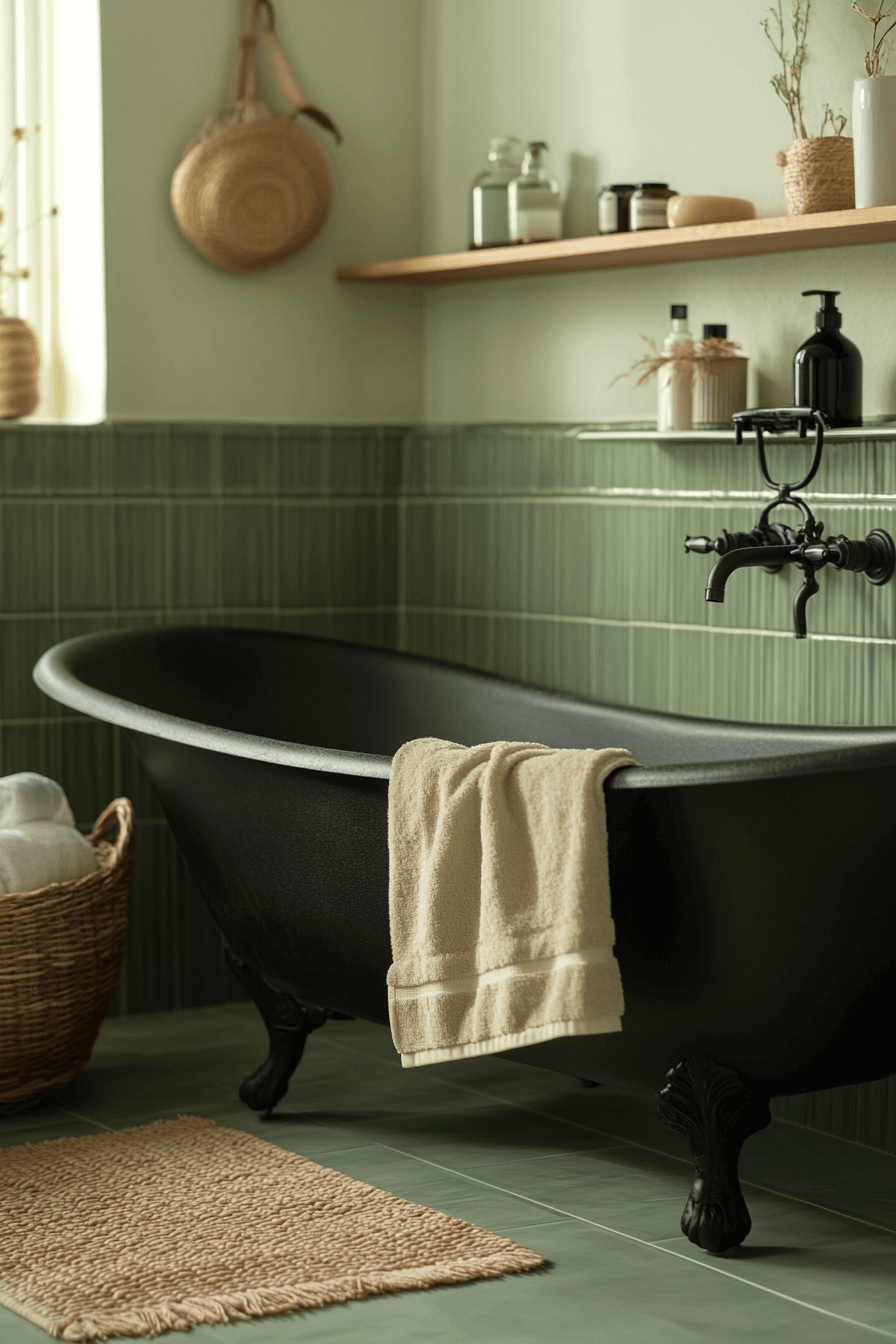 5 Matte Noir Sage Retreat - sage green and black bathroom design inspiration