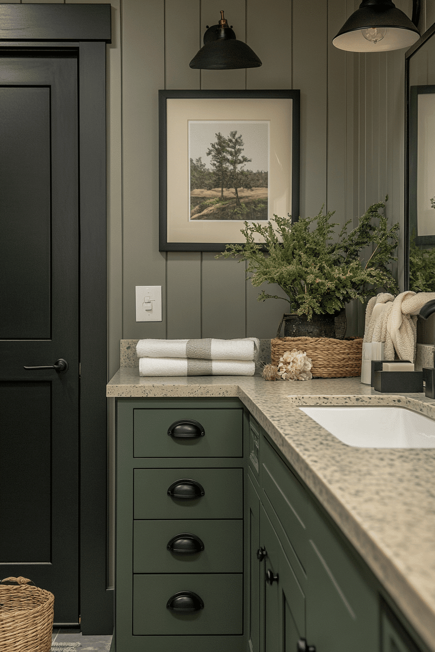 6 Elegant Sage Black Ensuite - sage green and black bathroom design inspiration
