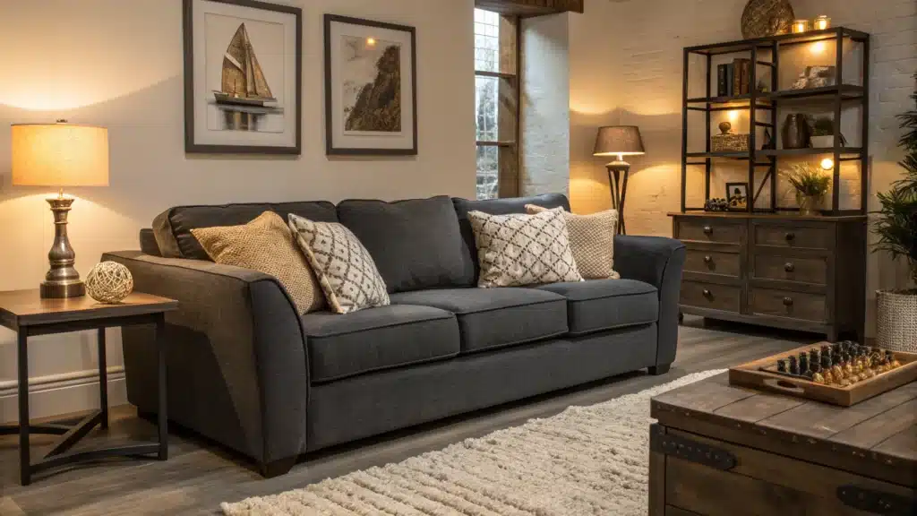 dark grey couch living room