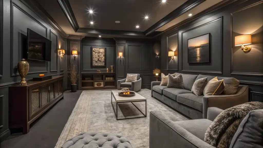 dark grey living room