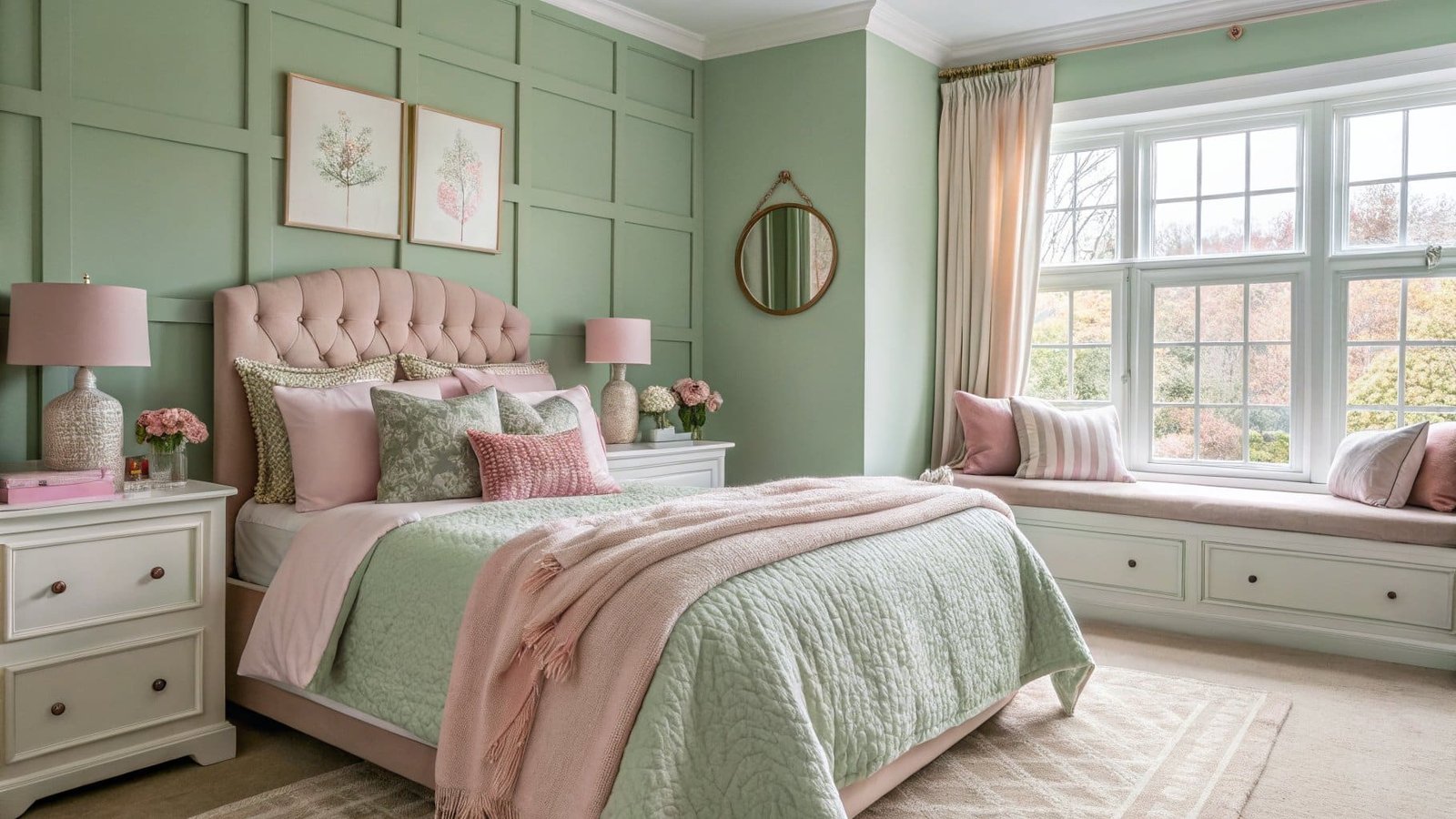 27 Dreamy Sage Green and Pink Bedroom Ideas Full of Romantic Charm ...