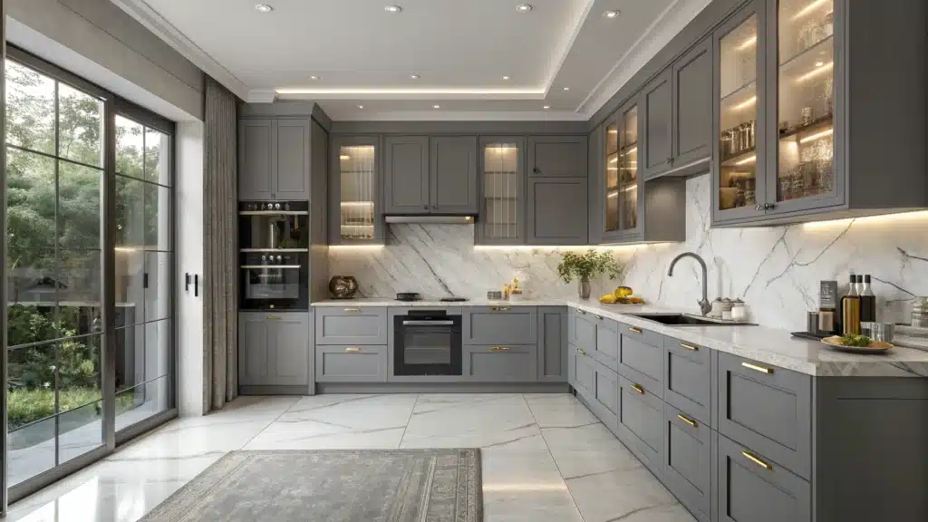 gray kitchen cabinets