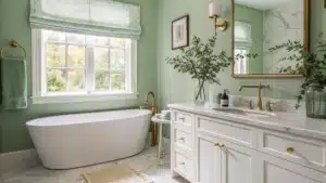 light sage green bathroom