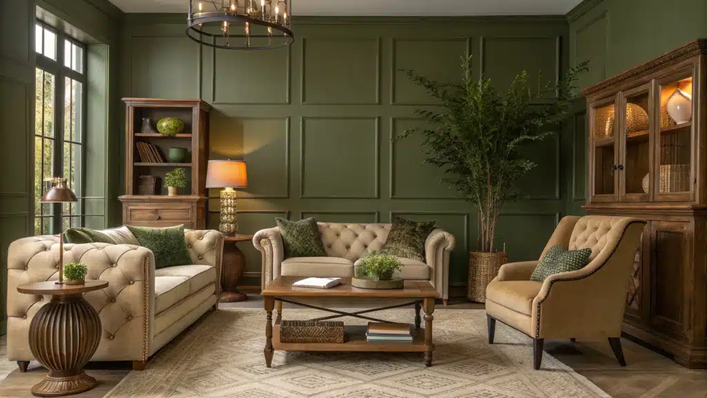 olive green living room