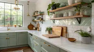 sage green backsplash kitchen