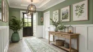 sage green hallway