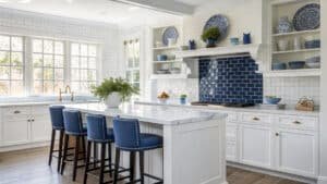 blue and white kitchen