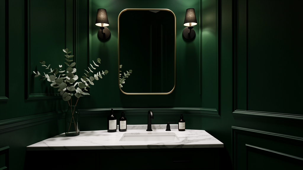 dark green bathroom