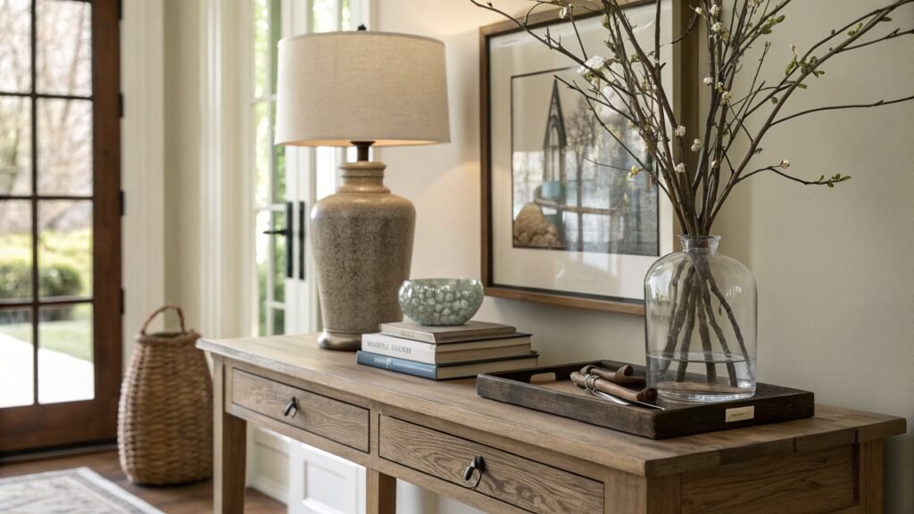 entryway table decor